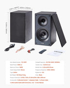 VEVOR Powered Bookshelf Speakers, 25W x 2, Active Studio Monitor Speaker - Image 7