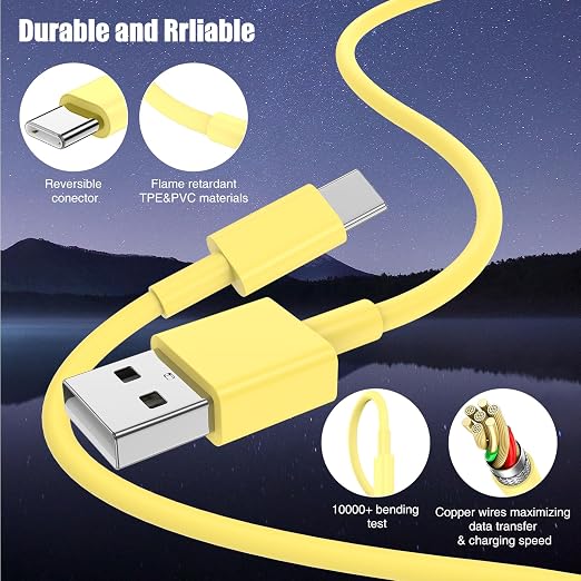 3-Pack Yellow USB A to USB C Cable，USB to USB C Car Carplay Cable - Image 7