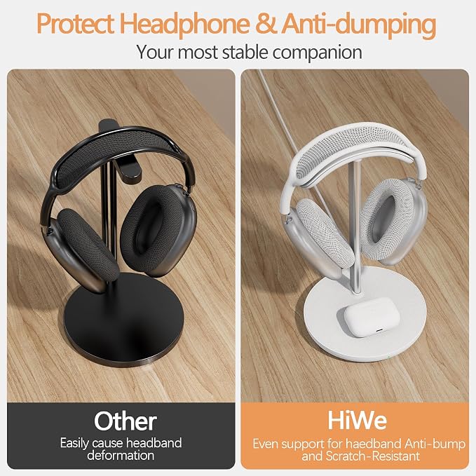 Headphone Stand with Wireless Charger, Gaming Headset Holder Hanger Rack 2 in 1 - Image 3
