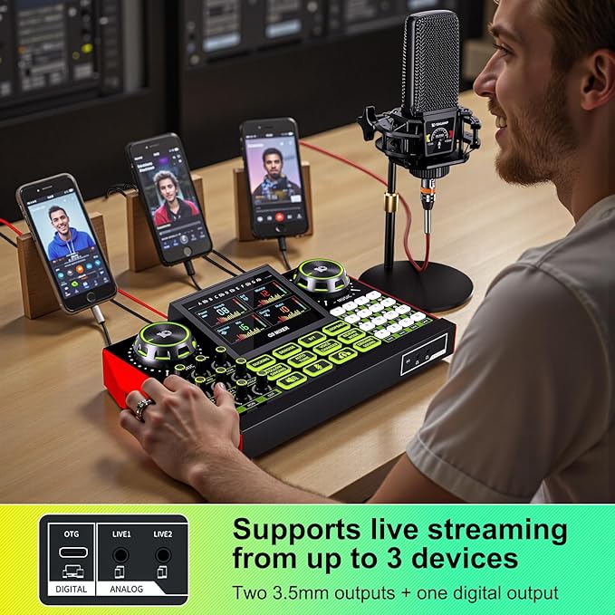 Podcast equipment bundle with live sound card audio mixer, podcast equipment - Image 9
