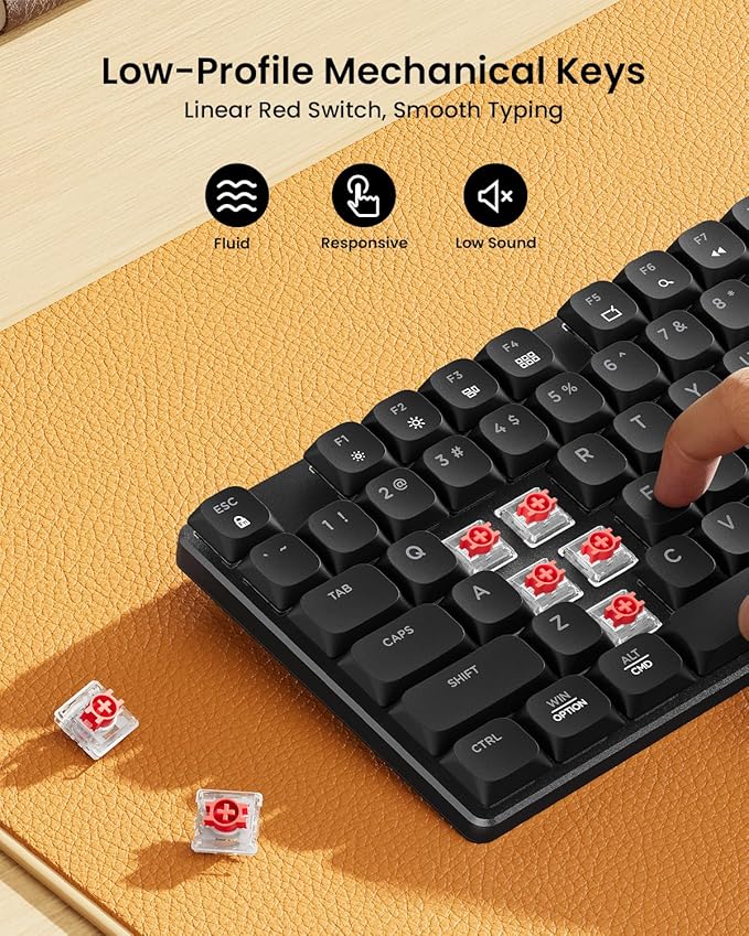 ProtoArc Mechanical Keyboard and Mouse, KM310 Wireless Rechargeable Aluminum - Image 2