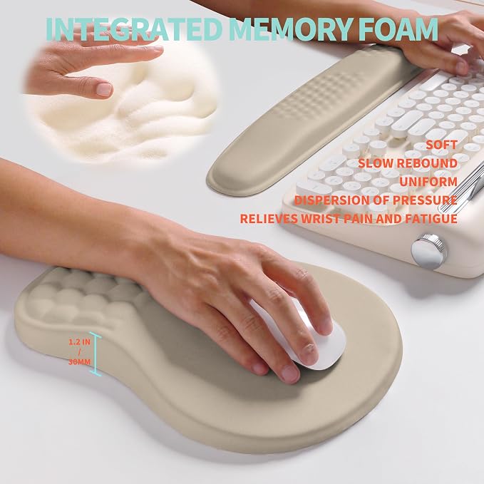 2-in-1 Ergonomic Set, Wave Rise Keyboard Wrist Rest and Massage Bulge Slope - Image 4