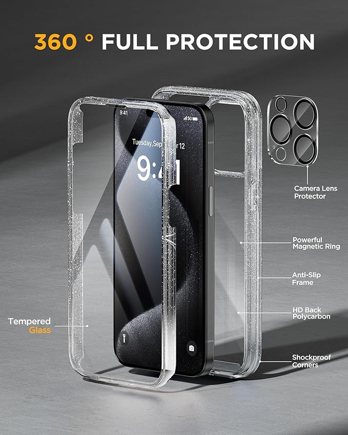 Miracase Glass Series for iPhone 15 Pro Max Case 6.7 Inch, Full-Body Drop Proof - Image 2