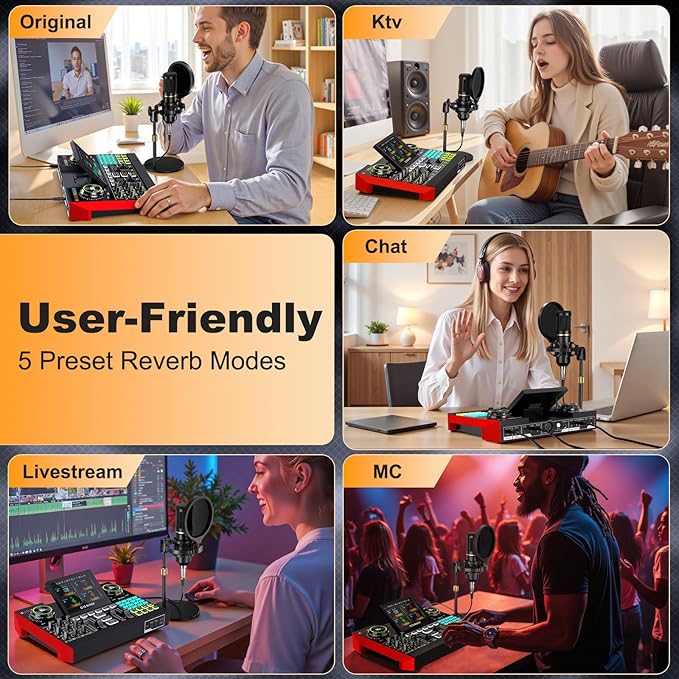Podcast microphone bundle, live sound card, streaming audio mixer, podcast - Image 3