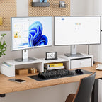 Dual Monitor Stand Riser, Adjustable Length & Swivel Angle Monitor Stand - Image 2