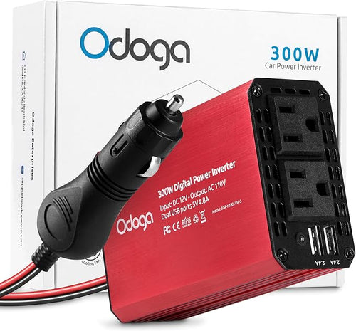300W Car Power Inverter 12v DC to 110v AC – Car Adapter by Odoga
