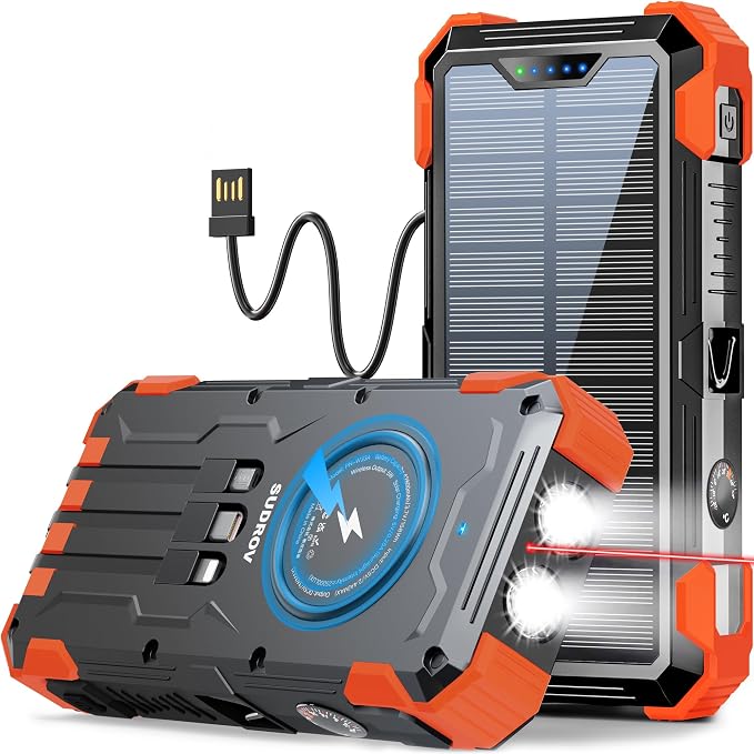 Solar Charger Power Bank, 800mAh Wireless Portable Charger by Sudrov