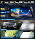 PORMIDO OEM 2K Rear View Mirror Camera, Smart Full Touchscreen Rearview WDR - Image 7