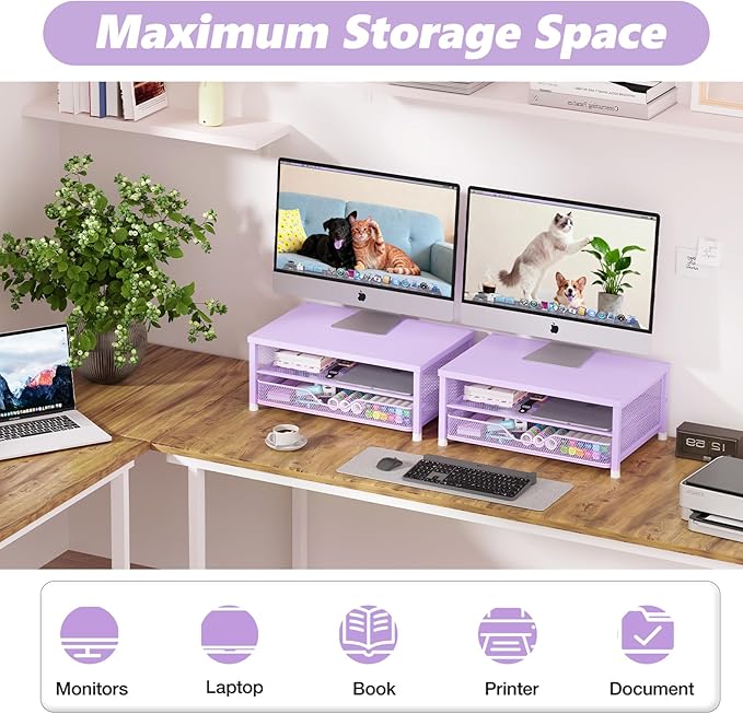 Desk Organizers and Accessories, 2-Tier Computer Monitor Stand Riser - Image 6