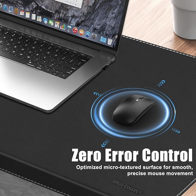 Desk Mat with Lip & Reinforced Stitched Edge|Non-Slip Waterproof PU Leather - Image 3