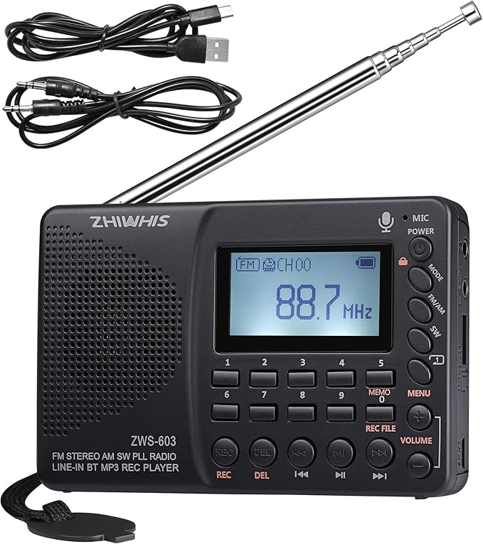 ZHIWHIS Portable Bluetooth Radio, FM AM Shortwave Radios by ZHIWHIS