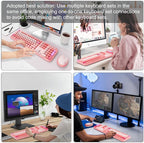 Wireless Keyboard and Mouse Combo, 104 Round Keys Full-Size Cute Colorful Pink - Image 9