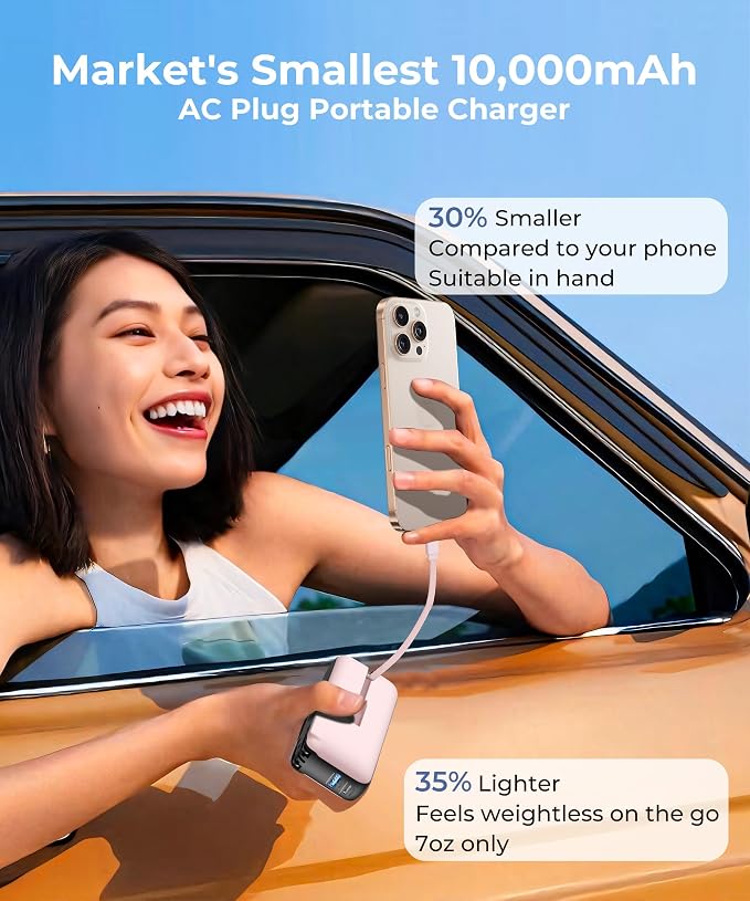 1 Pack Portable Charger with Built-in USB-C Cable & Plug, 000mAh 5V/4.5A Power - Image 5