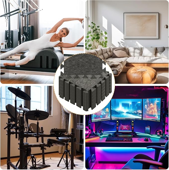 16 Pcs Sound Absorbing Interlocking Floor Mats, Non-Slip Anti Vibration - Image 7