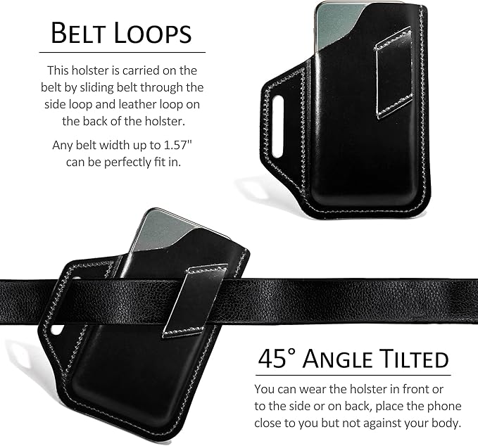 TobbinGear Leather Belt Phone Pouch, Left Handed Leather Cell Phone Holster - Image 2