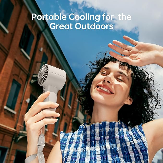 JISULIFE Handheld Turbo Fan, 5000mAh Rechargeable Portable Fans, 5 Speed Strong - Image 8