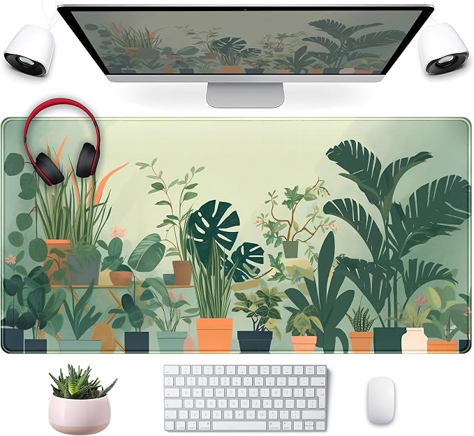 Gardener Mousepad Nature Desk Mat Green Desk Pad Cute Office Decor Mouse Pad by Mechanical+Cattle