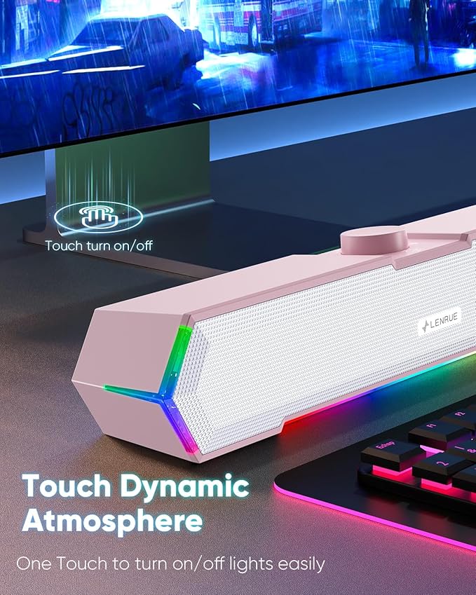LENRUE G11 Computer Speakers for Desktop, Touch Lights PC Speakers - Image 3
