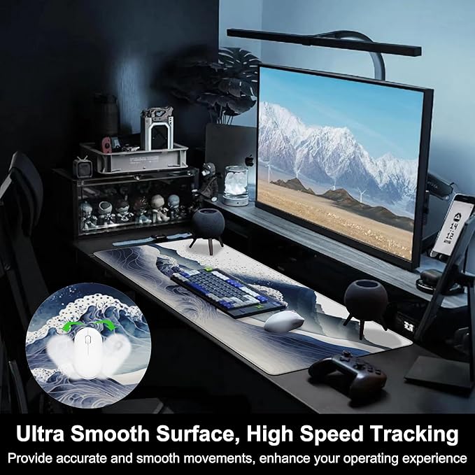 Mouse Pad, Large Watercolor Majestic Mountains Desk Mat, Extended Non-Slip - Image 5