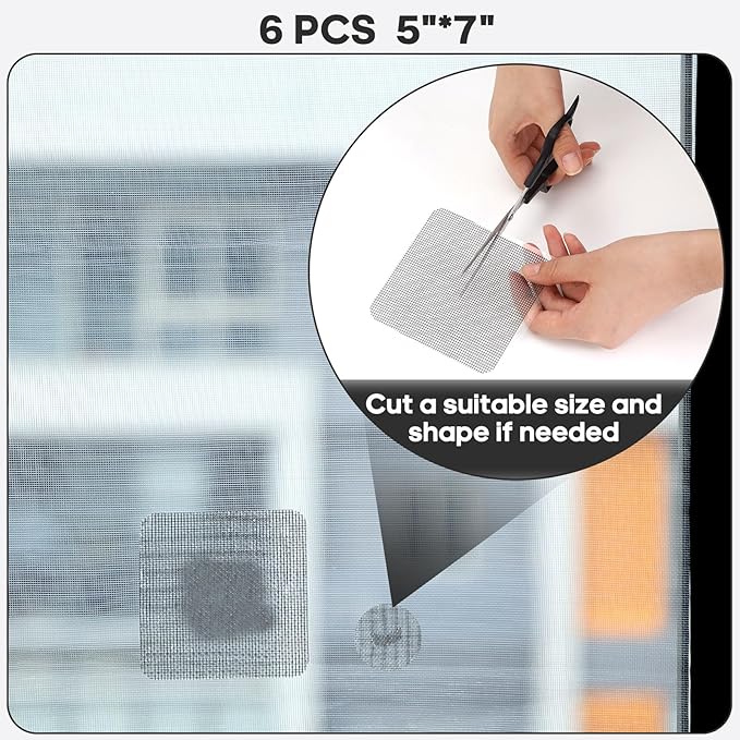 5" x 7" Black/Grey Screen Repair Kit, Strong Adhesive Fiberglass Mesh Pacth Tape - Image 4