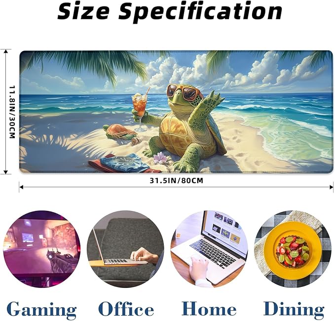 Turtle Gaming Mouse Pad Extended Desk Computer Keyboard Laptop Mouse Pads - Image 3