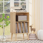 Lerliuo Record Player Stand, Burlywood Turntable Stand Holds up to 160 Albums - Image 5