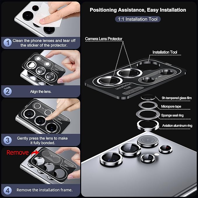 WSKEN for Samsung Galaxy S24 Ultra Camera Lens Protector, Ultra Thin Scratch - Image 6