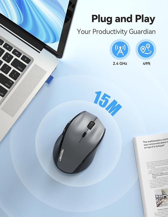 TECKNET Wireless Mouse Rechargeable, Mouse - Image 3