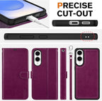 TUCCH Case for Galaxy S25 Edge, 2 in 1 Magnetic PU Leather Wallet Wrist Strap - Image 8