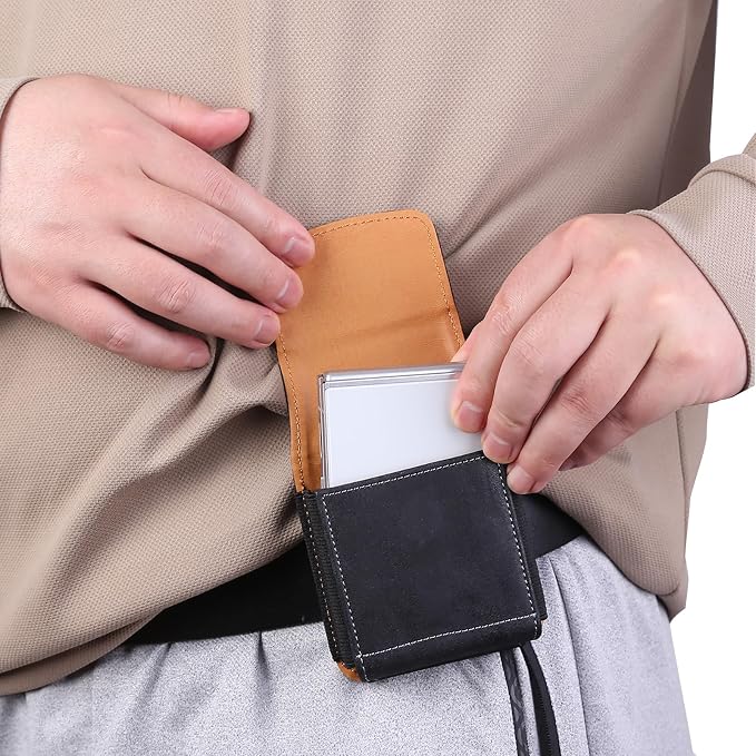 Universal Phone Holster Phone Pouch Case Belt Clip Belt Loops Card Slot Faux - Image 8
