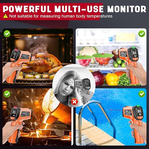 Infrared Thermometer Gun, Non-Contact Digital Laser Temperature Gun, -58°F to - Image 9