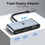 Selore USB C Docking Station 3 Monitors, USB C to Dual HDMI VGA Adapter - Image 2