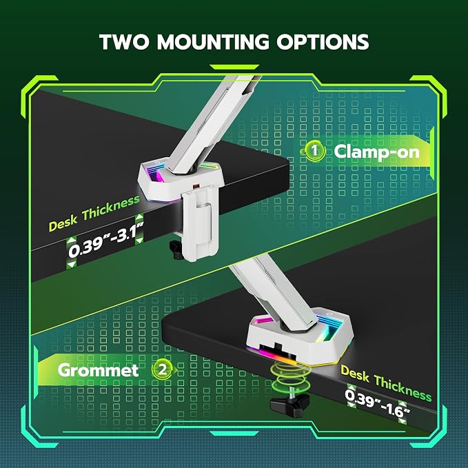 ARES WING RGB Single Monitor Arm Desk Mount - Image 7