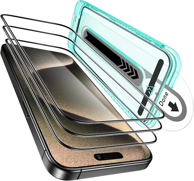 ESR 3 Pack for iPhone 15 Pro Screen Protector, Full Coverage Tempered Glass Film by ESR