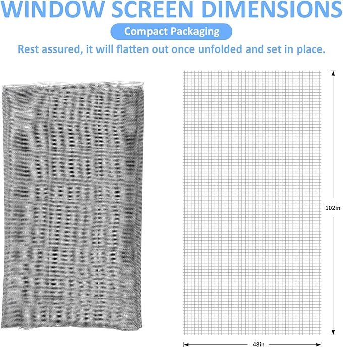 40"x118" Window Screen Mesh, Fiberglass Window Screen, Screen Door Mesh - Image 2