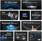 Tenveo 4K PTZ Conference Room Camera System Audio and Video Conferencing 12X - Image 2
