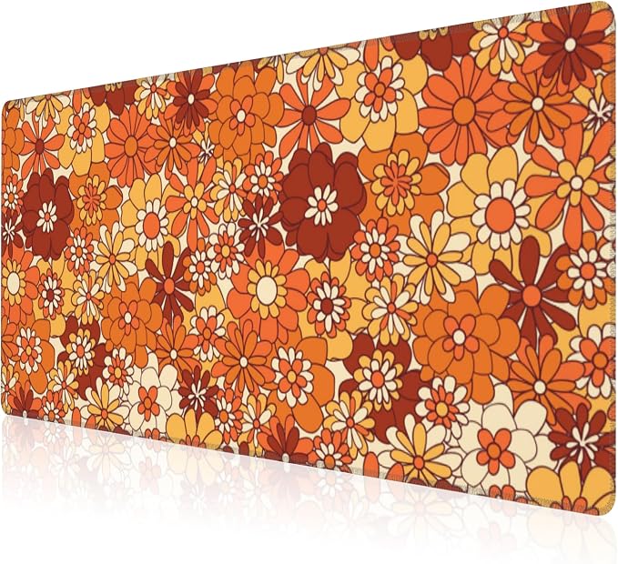Mouse Pad, Large Retro Boho Hippie Flower Desk Mat, Extended Non-Slip Gaming by NIYLYNSYN