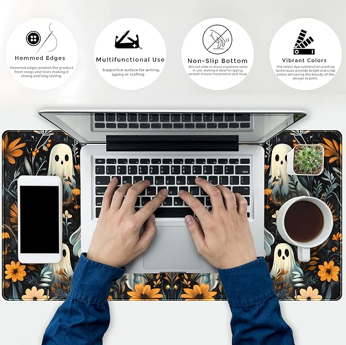 Retro Gothic Kawaii Desk Mat Cute Dark Academia Desk Pad Large Floral Mouse Pad - Image 4