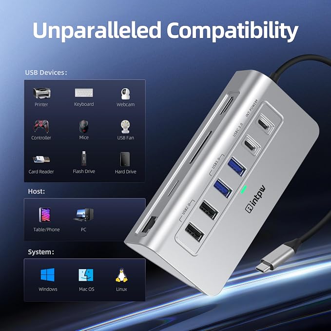 USB C Hub, 10-in-1 USB Docking Station, Aluminum USB to Ethernet Adapter - Image 7