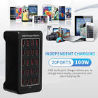20-Port Desktop USB Charging Station - 100W Multi-Function Smart Charger - Image 4