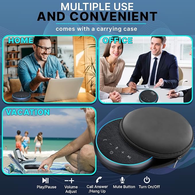 Pyle Portable Conference Speakerphone, 10m Omnidirectional Microphone Coverage - Image 4