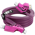 SHEZI 4-in-1 USB C Cable 60W 10FT Fast Charging Flat Nylon Braided Charger Cord by SHEZI