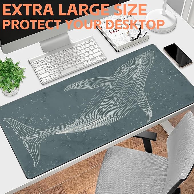 Mouse Pad Large Hand Drawn Whale Non-Slip Gaming Desk Mat - Image 6