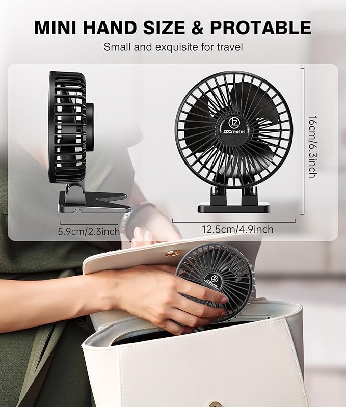 JZCreater USB Desk Fan, Mini Portable, 3 Speeds - Image 6