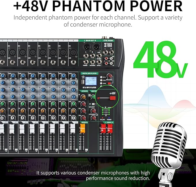 XTUGA 8 Channel Audio Mixer Sound Board Mixing Console, Audio Interface PC USB - Image 5
