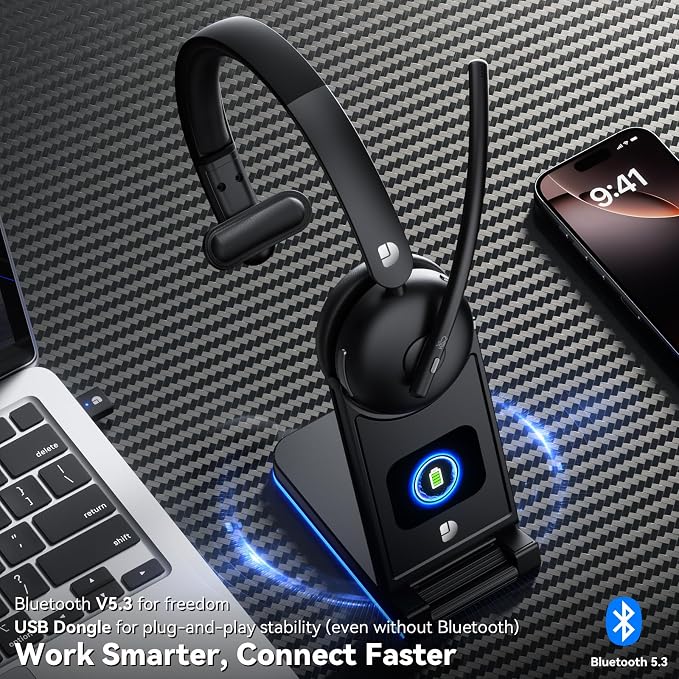 Wireless Headset with Mic for Work, Wireless Headset with Microphone, Smart - Image 3