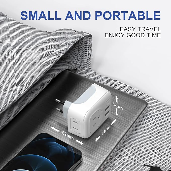 2 Pack European Travel Plug Adapter, VYLEE International Travel Adapter - Image 7