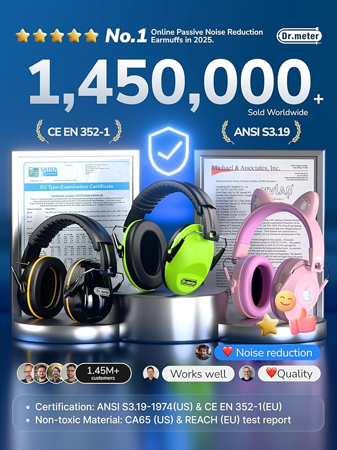 Dr.meter Noise Reduction Ear Muffs, Noise Cancelling Headphones - Image 6
