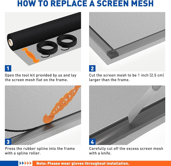 MAGZO Window Screen Replacement Mesh Roll, 37.4in × 16.4ft Upgraded Density - Image 6