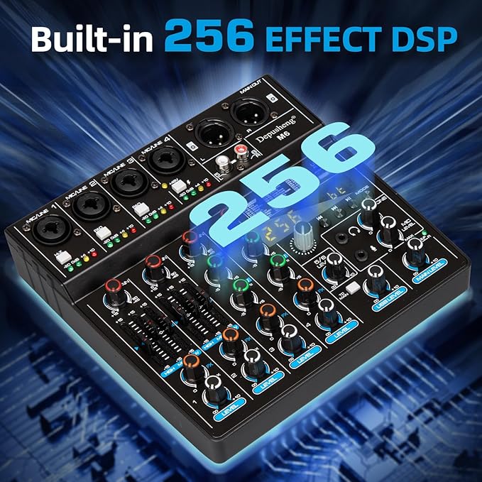 Depusheng M6 Portable Mini Mixer 6-Channel Audio Mixer DJ Console - Image 8